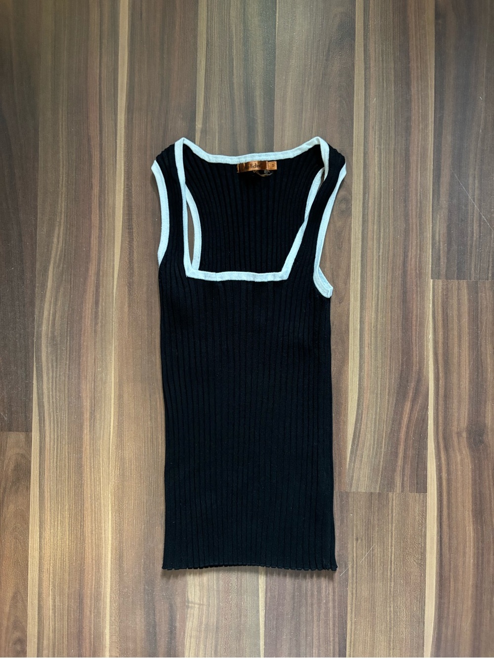 Belldini Black Ribbed Tank with White Trim